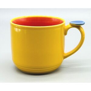 Lindt Stymeist Mug Yellow Orange Blue Colorways Thumbprint Handle Ceramic
